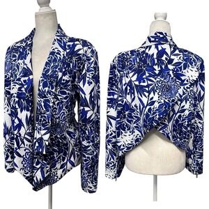 Womens Floral Open Front Long Sleeve‎ Jacket Size 3 XL Blazer Lightweight Career